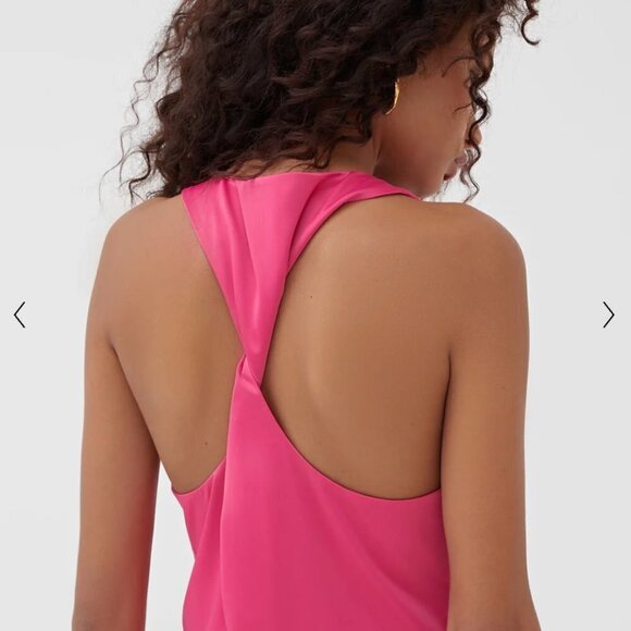 4TH + RECKLESS FUCHSIA PINK SLEEVELESS SIDE SLIT SATIN EVENING DRESS - S - Picture 2 of 11
